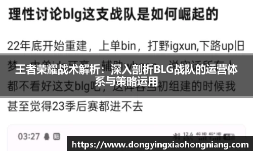 王者荣耀战术解析：深入剖析BLG战队的运营体系与策略运用