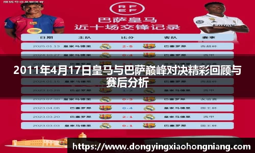 2011年4月17日皇马与巴萨巅峰对决精彩回顾与赛后分析